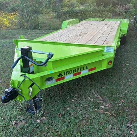 Ironbull equipment trailer — full view with hitch and logo